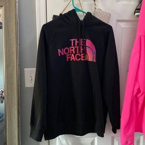 The north face pink and black hoodie size large